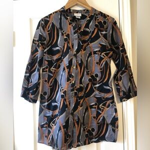 Jaclyn Smith Bridle & Chain Print Tunic | Gold Button | Small